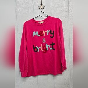 NWT Small Grace&Emma Merry & Bright Fuschia Textured Top